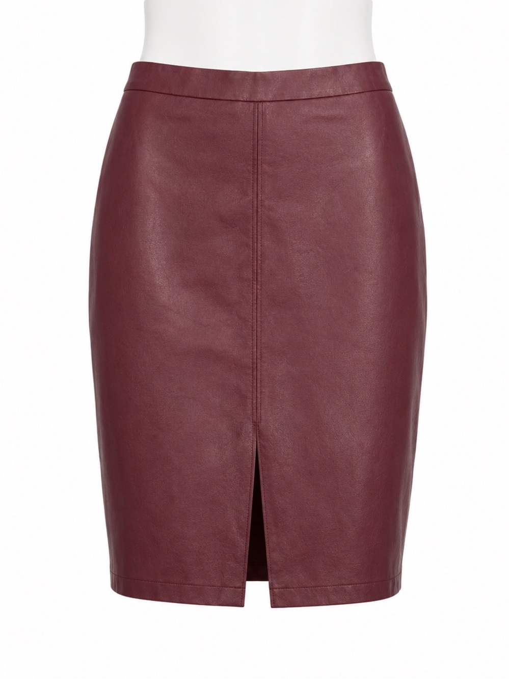 Size 1X Skies Are Blue Women’s Curvy Burgundy Faux Leather‎ Pencil Skirt